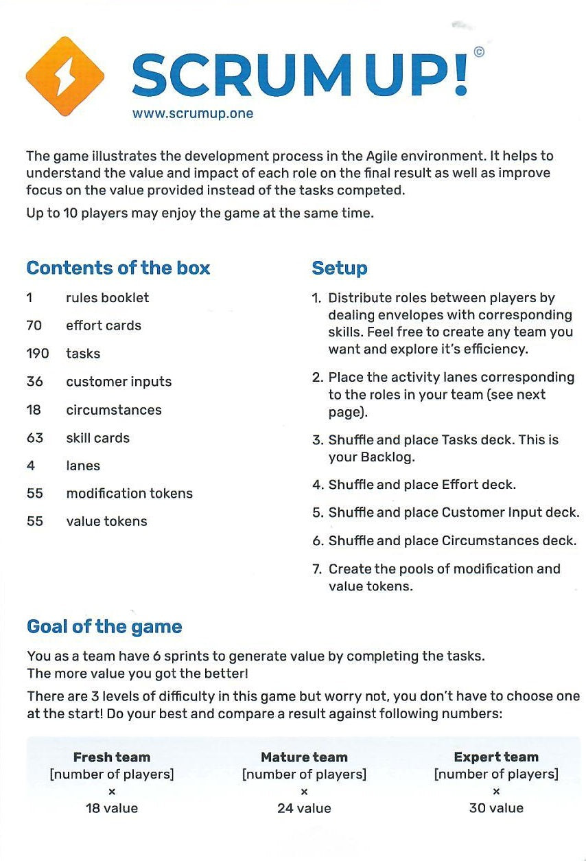 SCRUM UP! Board Game